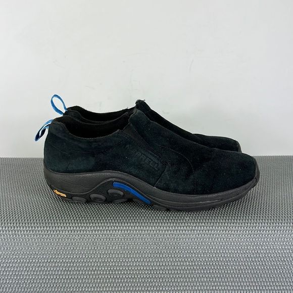Merrell Other - Merrell black suede blue accent slip on minimalist athletic shoes mens size 9.5